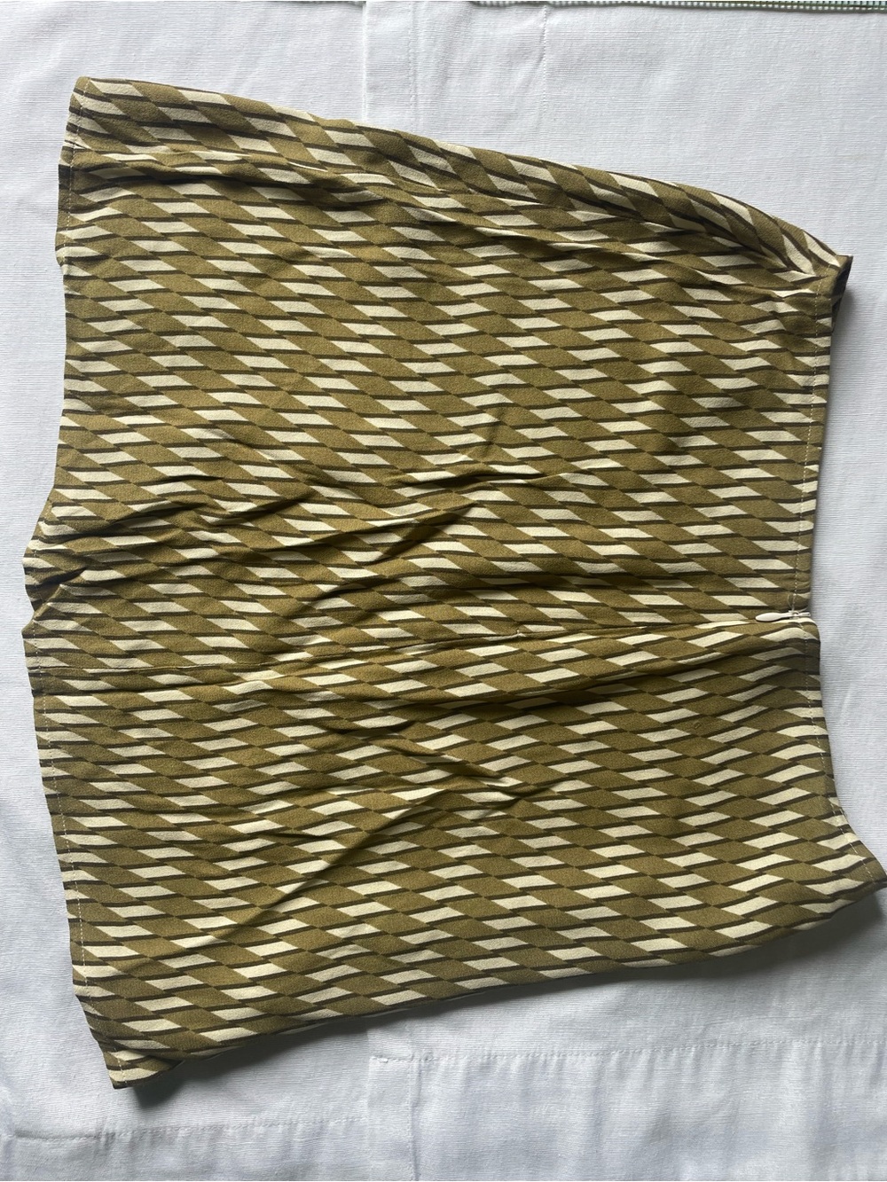 Reformation Olive Green and Cream Geometric Mini Skirt - Picture 2 of 5
